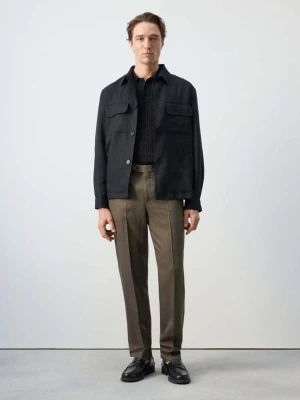 Kurtka z lyocellu z marszczeniem na plecach granatowy - Mężczyzna - - MANGO MAN