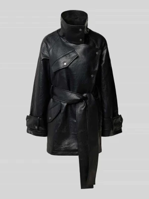 Kurtka z materiał skóropodobny model 'SILLE' Topshop Czarny
