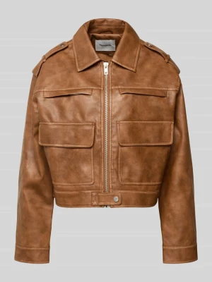 Kurtka z materiału skóropodobnego z kieszeniami z patką model 'MADISON' Topshop