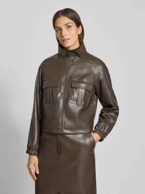 Kurtka z materiału skóropodobnego ze stójką comma