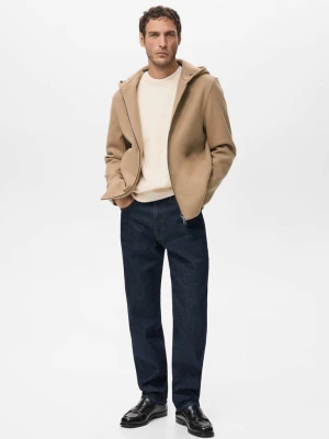 Kurtka z materiału z kapturem średni brązowy - Mężczyzna - - MANGO MAN