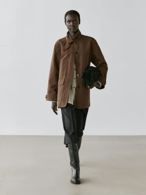 Kurtka Z Mieszanki Bawełny Z Kieszeniami - Brązowy - - Massimo Dutti - Kobieta