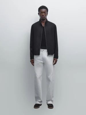 Kurtka Z Mieszanki Wełny - Granatowy - - Massimo Dutti - Mężczyzna