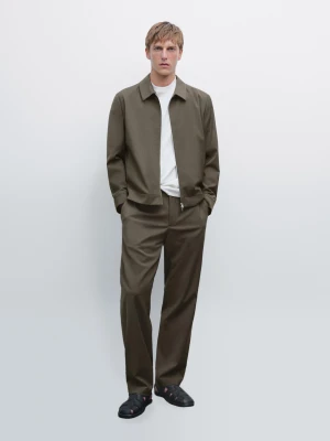 Kurtka Z Grubej Mieszanki Wełny Total Look - Ciemny Khaki - - Massimo Dutti - Mężczyzna