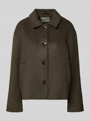 Kurtka z mieszanki wełny z listwą guzikową model 'Hamra' NEO NOIR Khaki