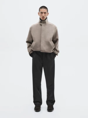 Kurtka Z Mieszanki Wełny Z Wysokim Kołnierzem − Limited - Norkowy - - Massimo Dutti - Mężczyzna