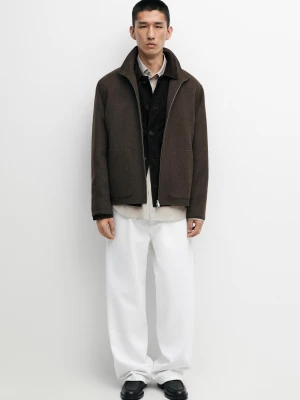 Kurtka Z Mieszanki Wełny Ze Stójką - Brązowy - Massimo Dutti - Male