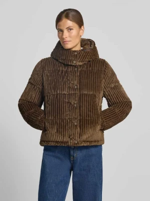 Kurtka z naszywką z logo i kapturem model 'NADEGE' Save The Duck Ciemnobrązowy