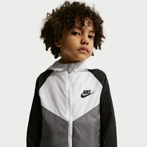 Kurtka z nowym panelem w kształcie litery V dla małych dzieci Windrunner Nike - Biel