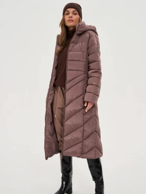 Kurtka z paskiem brązowa Moodo