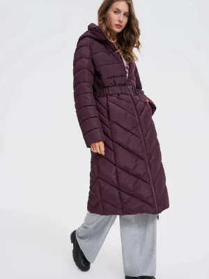 Kurtka z paskiem burgundowa Moodo