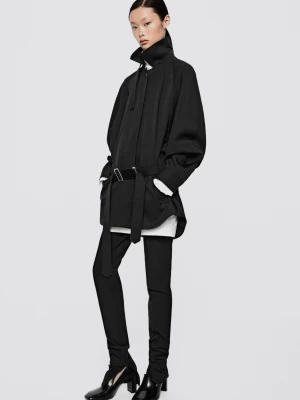 Kurtka Z Paskiem Ze 100% Wełny – Limited Edition - Ciemnomorski - Massimo Dutti - Female