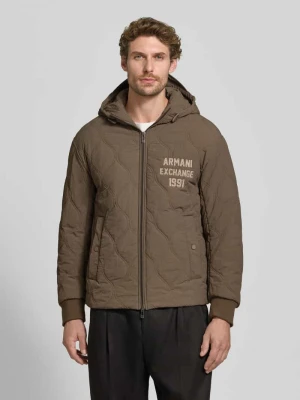 Kurtka z pikowaniem i detal z logo Armani Exchange Beżowy