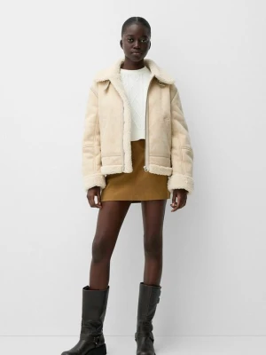 Kurtka z polaru Bershka piaskowy