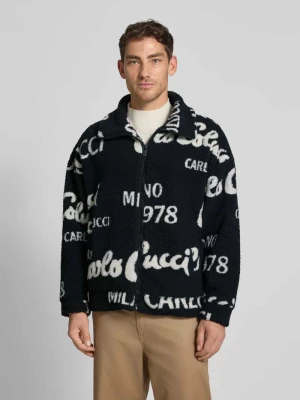 Kurtka z polaru o kroju oversized z zamkiem błyskawicznym carlo colucci