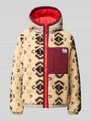kurtka z polaru o kroju regular fit z kapturem Superdry Beżowy