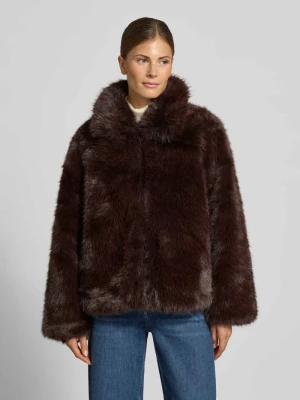 Kurtka z sztucznego futra o kroju relaxed fit model 'AYANA' Ichi Ciemnobrązowy