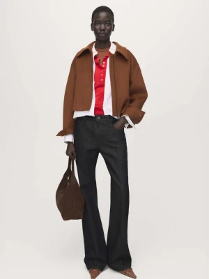 Kurtka z wełny z kołnierzem koszulowym średni brązowy - Kobieta - - MANGO