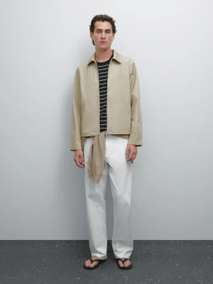 Wodoodporna Kurtka Ze 100% Bawełny - Piaskowy - - Massimo Dutti - Mężczyzna