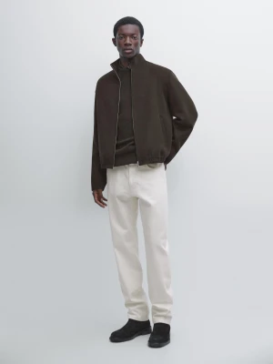 Kurtka Z Wysokim Kołnierzem Z Mieszanki Wełny - Czekoladowy - - Massimo Dutti - Mężczyzna