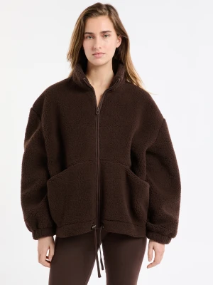 Kurtka polarna oversize z wysokim kołnierzem ze sznurkiem Etam