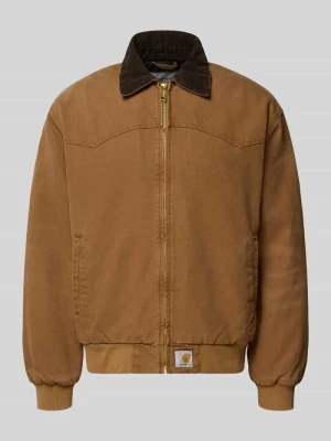 Kurtka z zamkiem błyskawicznym i detalem z logo model 'Santa Fe' Carhartt WIP Koniakowy