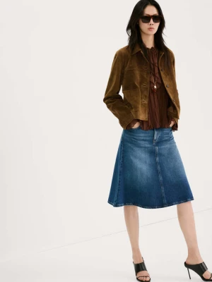 Kurtka z zamszu z guzikami tabaczkowy brąz - Kobieta - - MANGO