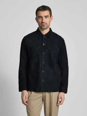 Kurtka zamszowa o kroju regular fit ze skóry koziej welurowej w stylu kurtki koszulowej Marc O'Polo