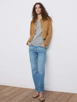 Kurtka zamszowa z kieszeniami ochra - Kobieta - - MANGO