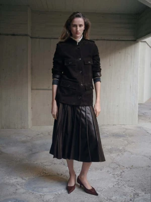 Kurtka zamszowa ze stójką brązowy - Kobieta - - MANGO