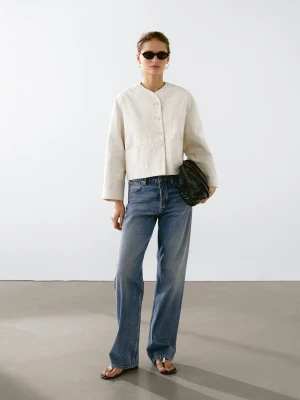 Kurtka Ze 100% Bawełny W Kwiaty - Surowy - - Massimo Dutti - Kobieta