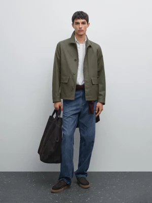 Zdjęcie produktu Kurtka Ze 100% Bawełny Z Efektem Maltinto - Khaki - - Massimo Dutti - Mężczyzna