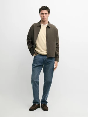 Krótka Kurtka Ze 100% Lnu - Khaki - - Massimo Dutti - Mężczyzna