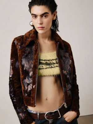 Kurtka ze skóry devoré studio Desigual