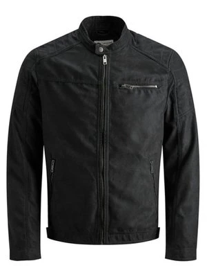 Kurtka ze skóry ekologicznej Jack&Jones czarny melanż