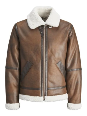 Kurtka ze skóry ekologicznej Jack&Jones brązowy