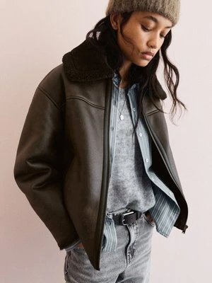 Kurtka ze skóry ekologicznej PULL&BEAR brązowy