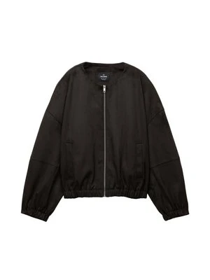 Kurtka ze skóry ekologicznej PULL&BEAR ciemnobrązowy