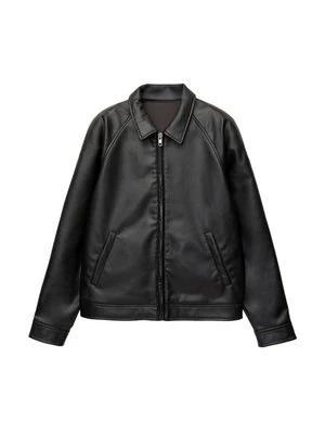 Kurtka ze skóry ekologicznej PULL&BEAR czarny