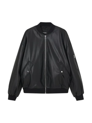 Kurtka ze skóry ekologicznej PULL&BEAR czarny