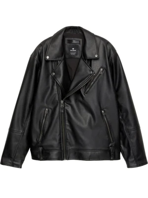 Kurtka ze skóry ekologicznej PULL&BEAR czarny