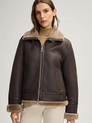 Kurtka ze skóry jagnięcej w kolorze ciemnobrązowym Joop