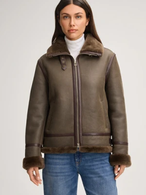Kurtka ze skóry jagnięcej w kolorze ciemnobrązowym Joop