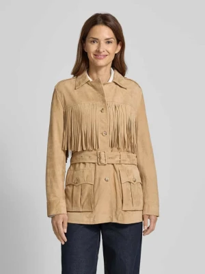 Kurtka ze skóry koziej welurowej z frędzlami model ‘MAJAYA’ Lauren Ralph Lauren