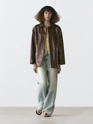 Kurtka Ze Skóry Nappa - Brązowy - Massimo Dutti - Female