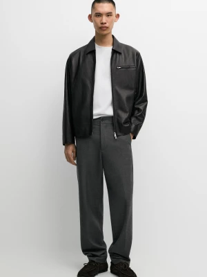 Kurtka Ze Skóry Nappa Z Kieszenią - Czarny - Massimo Dutti - Male
