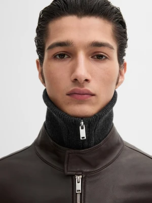 Kurtka Ze Skóry Nappa Z Kieszeniami - Brązowy - - Massimo Dutti - Mężczyzna