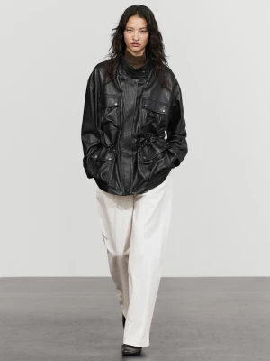 Kurtka Ze Skóry Nappa Z Kieszeniami - Czarny - Massimo Dutti - Female