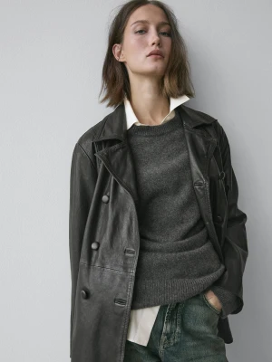 Kurtka Ze Skóry Nappa Z Paskiem - Czarny - - Massimo Dutti - Kobieta