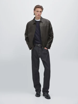 Kurtka Ze Skóry Z Efektem Znoszenia - Brązowy - - Massimo Dutti - Mężczyzna